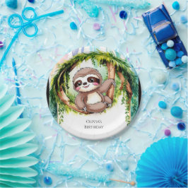 Magische Niedliche Sloth Birthday Pappteller