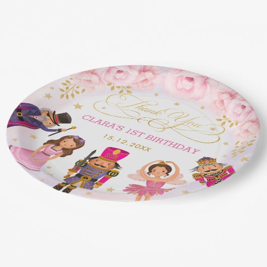 Magische Nutcracker Lila Gold Blumenballett Pappteller (Schrägansicht)