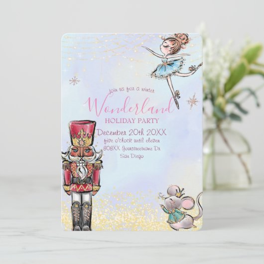 Magische Nutcracker Winter Wunderland Weihnachten Einladung (Stehend Vorderseite)