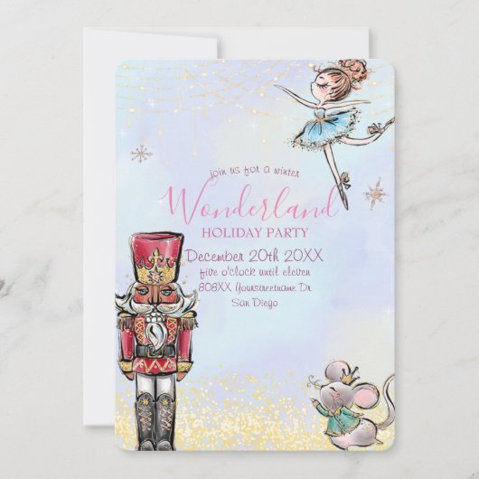 Magische Nutcracker Winter Wunderland Weihnachten Einladung (Vorderseite)
