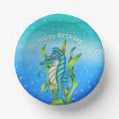 Magische Ozeandrache Horns Seetang-Blues Pappteller (Vorderseite)