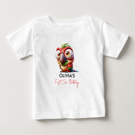 Magische Papageienkarikaturen 1. Geburtstag Baby T-shirt (Vorderseite)