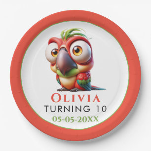 Magische Papageienkarikaturen 1. Geburtstag Pappteller