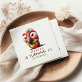 Magische Papageienkarikaturen 1. Geburtstag Serviette