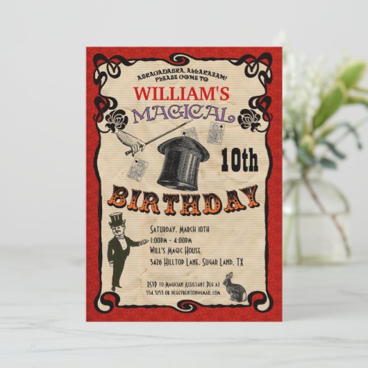 Magische Party Einladung (Stehend Vorderseite)