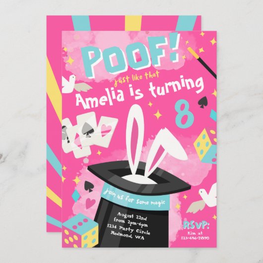 Magische Party Einladung | Einladung der Magier (Vorne/Hinten)