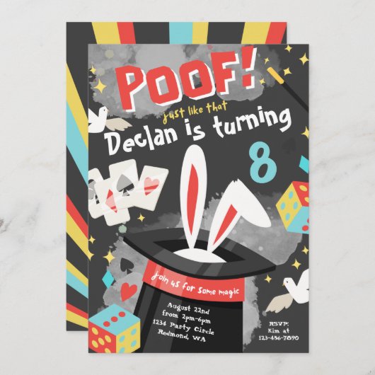 Magische Party Einladung | Einladung von Magic Bir (Vorne/Hinten)