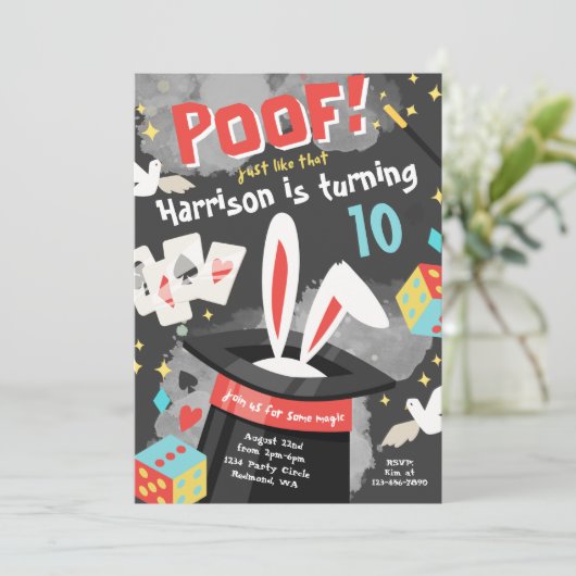 Magische Party Einladung | Einladung von Magic Bir (Stehend Vorderseite)
