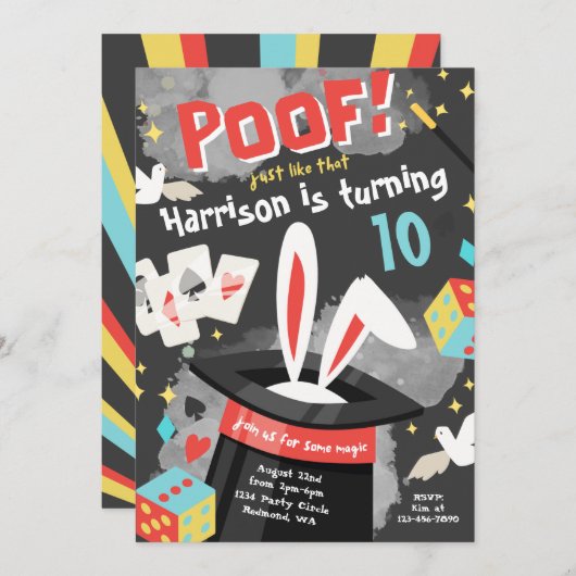 Magische Party Einladung | Einladung von Magic Bir (Vorne/Hinten)