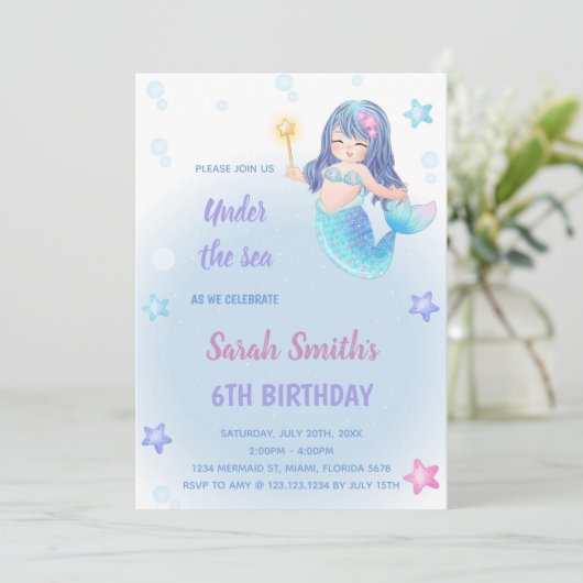 Magische Party Einladungen für Mädchen unter dem M (Stehend Vorderseite)