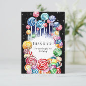 Magische Pastel Candyland Geburtstag Dankeskarte (Stehend Vorderseite)