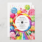 Magische Pastel Candyland Geburtstag Einladung (Vorne/Hinten)