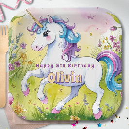 Magische Pastel Custom Unicorn Geburtstag Pappteller