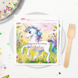 Magische Pastel Custom Unicorn Geburtstag Serviette