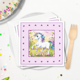 Magische Pastel Custom Unicorn Geburtstag Serviette