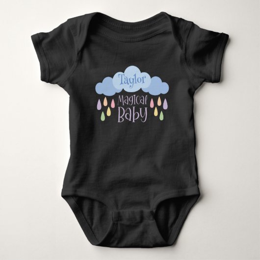 Magische Pastel Rain & Cloud Individuelle Name Baby Strampler (Vorderseite)