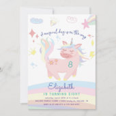 Magische Pastel Rainbow Niedlich Einhorn Geburtsta Einladung (Vorderseite)