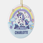 Magische Pastel Unicorn Custom Keramik Ornament (Rechts)