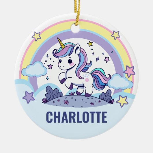 Magische Pastel Unicorn Custom Keramik Ornament (Vorne)