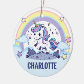 Magische Pastel Unicorn Custom Keramik Ornament (Links)