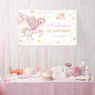 Magische Pastell-Einhorn-Regenbogen-Geburtstagsfei Banner