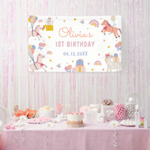 Magische Pastell-Einhorn-Regenbogen-Geburtstagsfei Banner