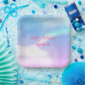 Magische Pastelwolken und ein Regenbogen zum Gebur Pappteller (Party)