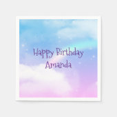 Magische Pastelwolken und ein Regenbogen zum Gebur Serviette (Vorderseite)