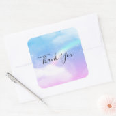 Magische Pastelwolken und Regenbogen Vielen Dank Quadratischer Aufkleber (Umschlag)
