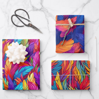 Magische Phoenix Feathers Abstrakte Designs Geschenkpapier Set
