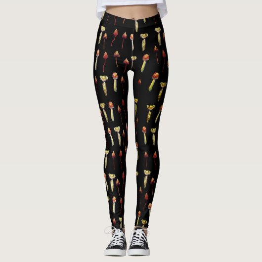 Magische Pilze Arten Wasserfarben Kunst Leggings (Vorderseite)