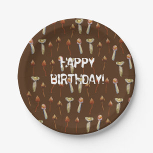 Magische Pilze Arten Wasserfarben Kunst Pappteller