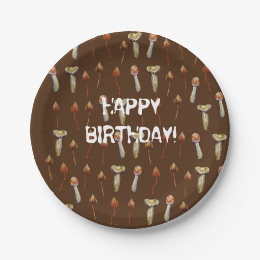 Magische Pilze Arten Wasserfarben Kunst Pappteller (Vorderseite)