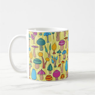 Magische Pilze Doodle Nahtloses Muster Kaffeetasse