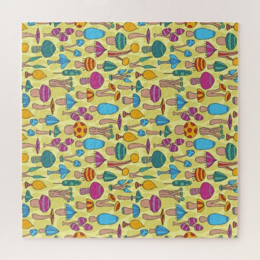 Magische Pilze Doodle Nahtloses Muster Puzzle (Horizontal)