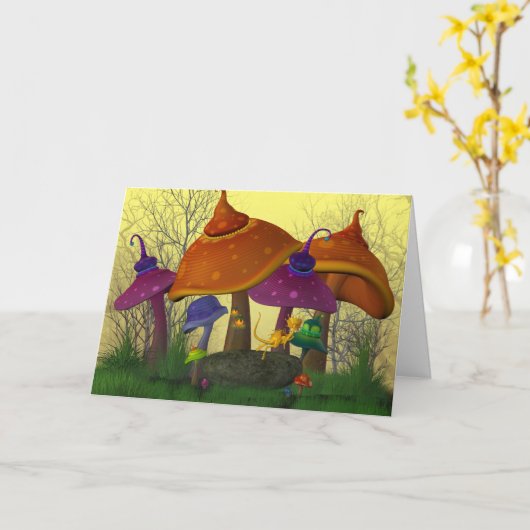 Magische Pilze Geburtskarte Karte (Gelbe Blume)