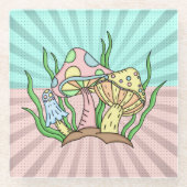 Magische Pilze Niedlich Pastell Glasuntersetzer (Vorderseite)