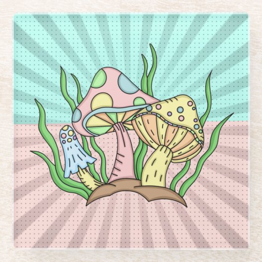 Magische Pilze Niedlich Pastell Glasuntersetzer (Vorderseite)