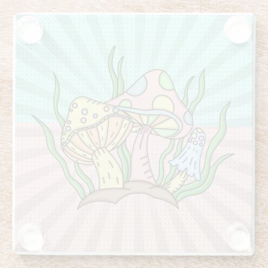 Magische Pilze Niedlich Pastell Glasuntersetzer (Rückseite)