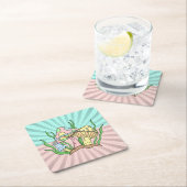 Magische Pilze Niedlich Pastell Rechteckiger Pappuntersetzer (Vor Ort)