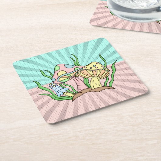 Magische Pilze Niedlich Pastell Rechteckiger Pappuntersetzer (angewinkelt)