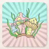 Magische Pilze Niedlich Pastell Rechteckiger Pappuntersetzer (Vorderseite)