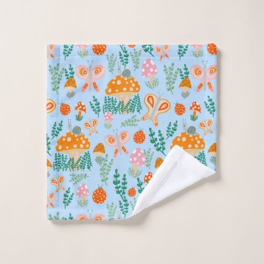 Magische Pilze Niedliche Schmetterlinge Schnecken Badhandtuch Set (Waschlappen)