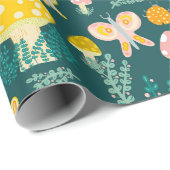 Magische Pilze Niedliche Schmetterlinge Schnecken  Geschenkpapier (Rolleneckpunkt)
