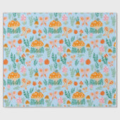 Magische Pilze Niedliche Schmetterlinge Schnecken Geschenkpapier (Flach)