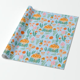 Magische Pilze Niedliche Schmetterlinge Schnecken  Geschenkpapier