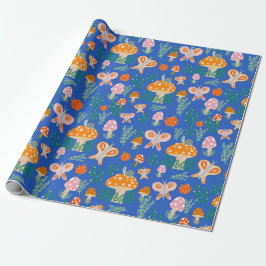 Magische Pilze Niedliche Schmetterlinge Schnecken  Geschenkpapier