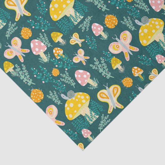 Magische Pilze Niedliche Schmetterlinge Schnecken Seidenpapier (Ausschnitt)