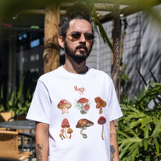 Magische Pilze Yoga Meditation Camping Kunstpilze T-Shirt