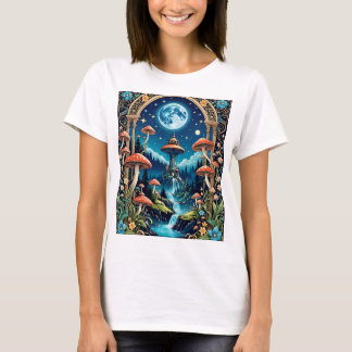 Magische Pilzfantasy Moonlit Forest T - Shirt